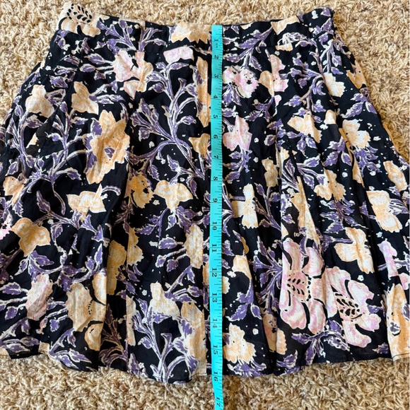 Free People Black Purple and Cream Floral Skater Skirt size 2 - Picture 6 of 7